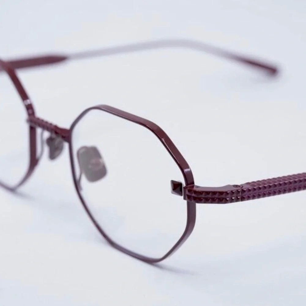 New! Valentino Bordeaux Octagonal Glasses, V STUD VLX 122B, Authentic